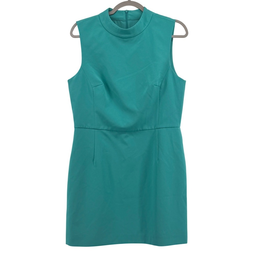 French Connection Teal Mock High‎ Neck Sleeveless Sheath Dress Size 12 71PZJ